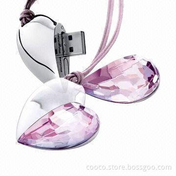 Jewelry USB Flash Drives, 5-year Warranty, 1 to 256GB USB Key Storage Capacity